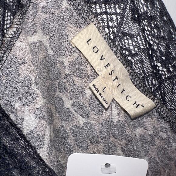 Lovestitch Evereve Cami Large White Grey Leopard Lace Adjust Straps Sexy - Picture 4 of 7